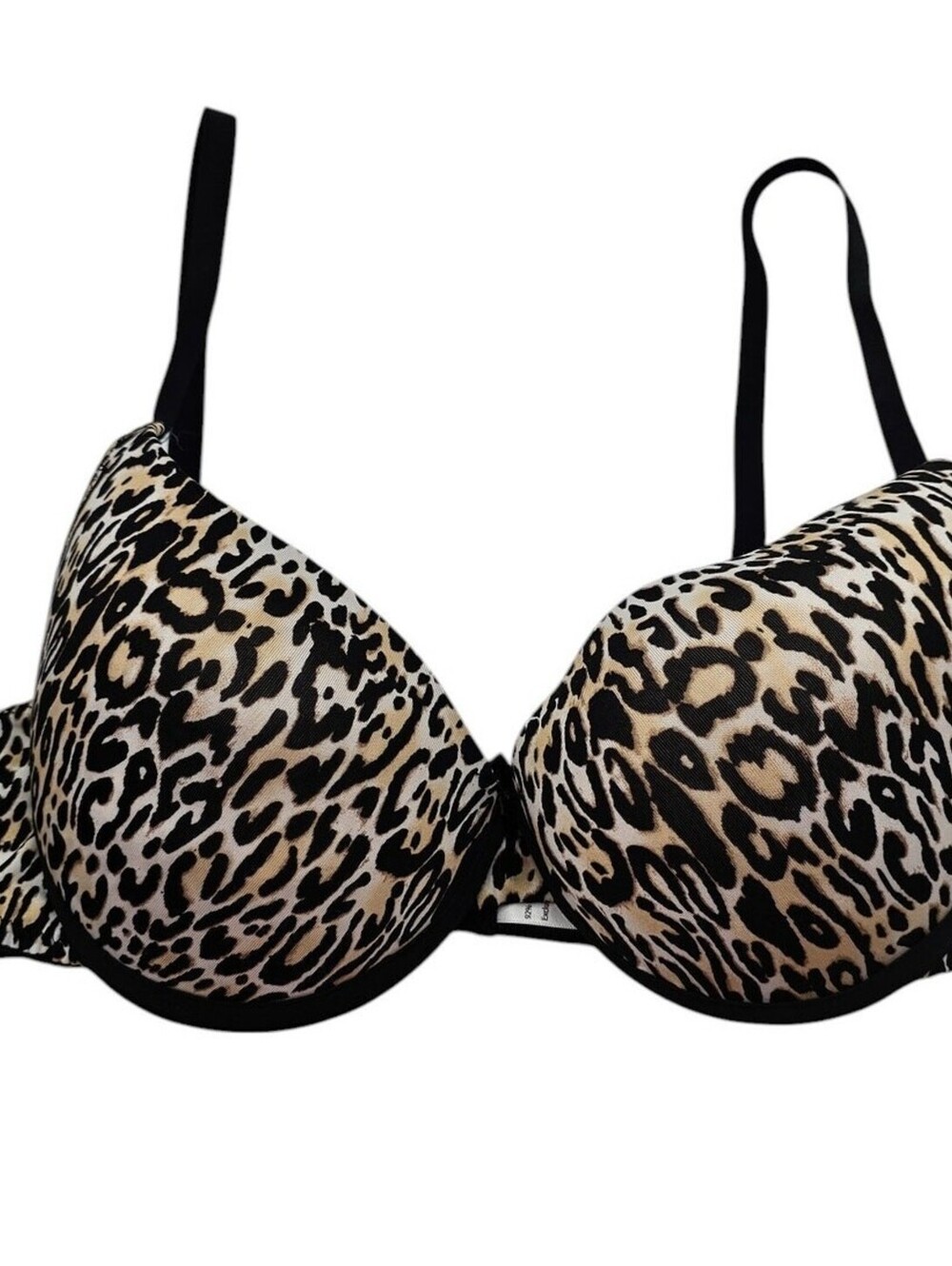 Vintage Y2K Womens Sz 36C Padded Push Up Bra Leopard Animal Print